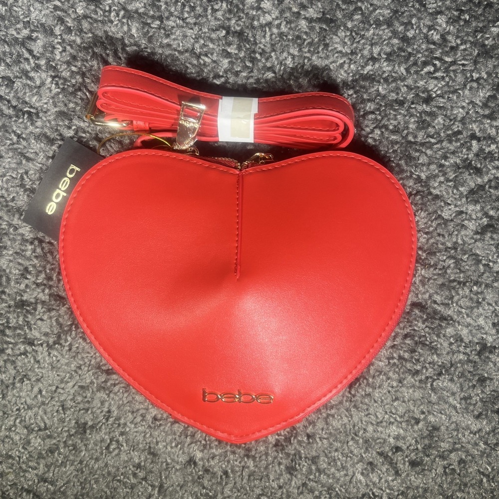 Bebe Malou Heart Crossbody Red Bag Gold Tone Hardware NWT